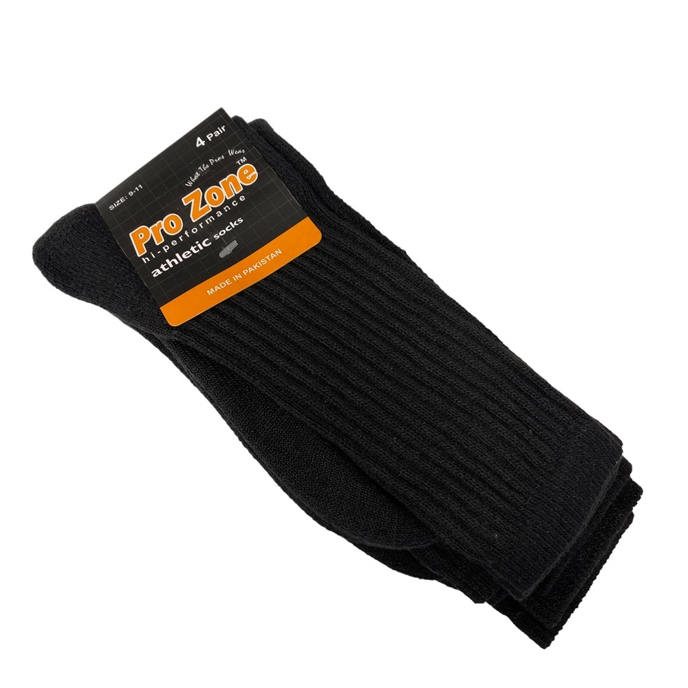 Pro Zone Hi-Performance Athletic Socks 4 Pair Size 9-11